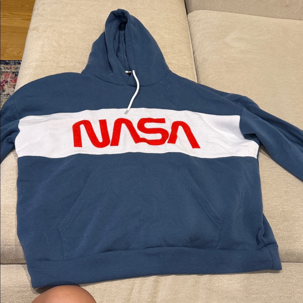 Blue and White Hoodie Sweater